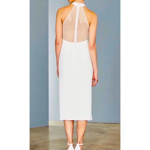 🎉HP🎉 Amsale x BHLDN Sheer-Back Faille Crepe 16/XL Off White Wedding Midi Dress - Picture 8 of 10